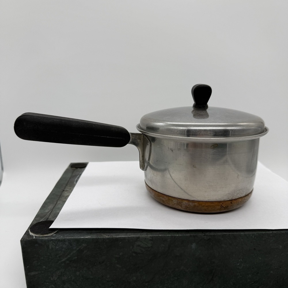 Vintage Norris Ware Stainless Steel Copper Bottom 1 Qt. Saucepan & Lid